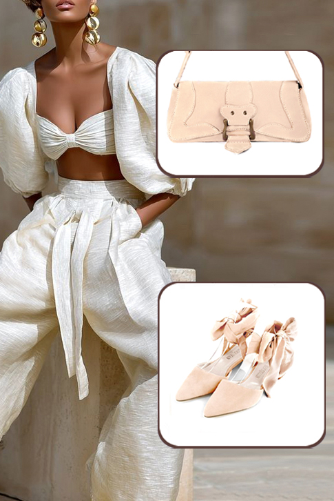 Dress small handbag in powder pink leather - Worn view